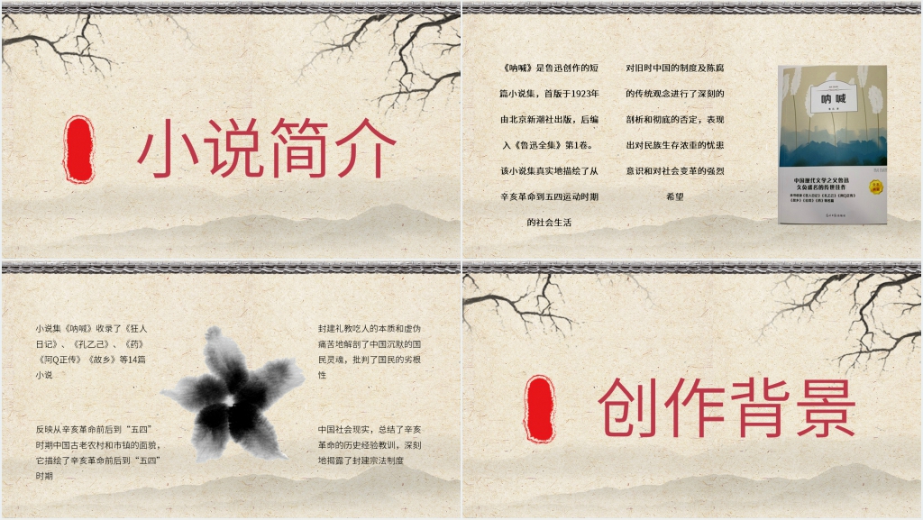 呐喊书籍介绍PPT模板 呐喊书籍介绍PPT模板