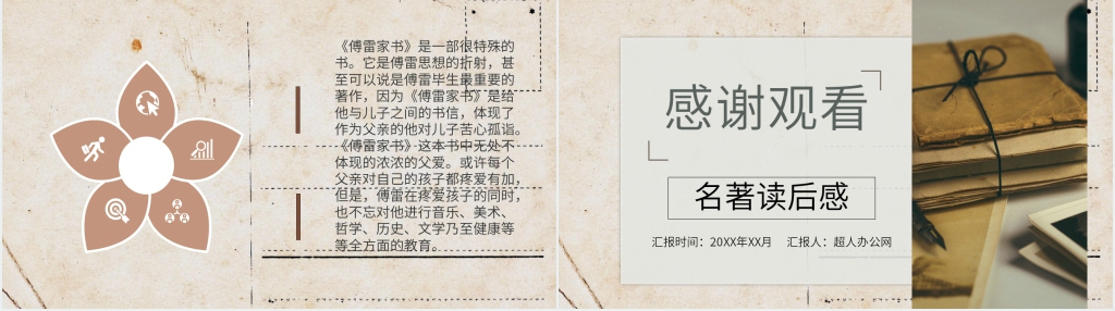 傅雷家书名著读后感PPT模板 傅雷家书名著读后感PPT模板