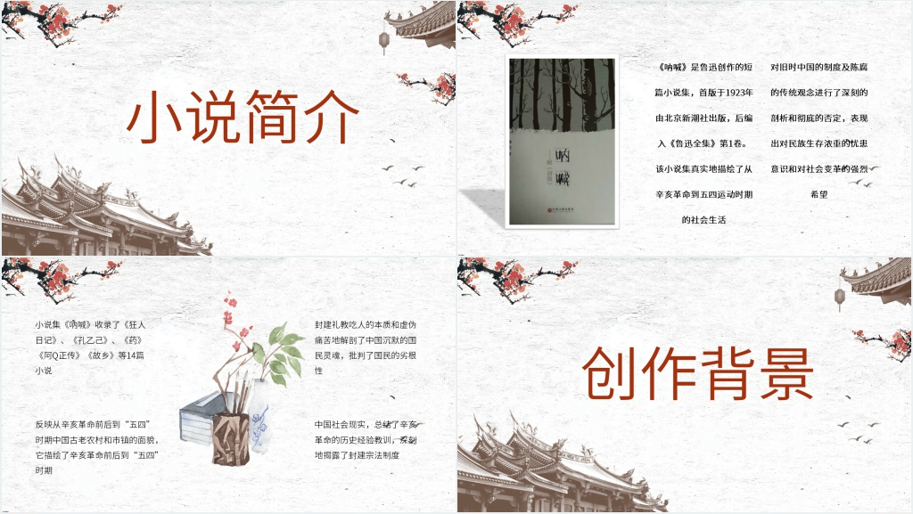 呐喊文学名著推荐PPT模板 呐喊文学名著推荐PPT模板
