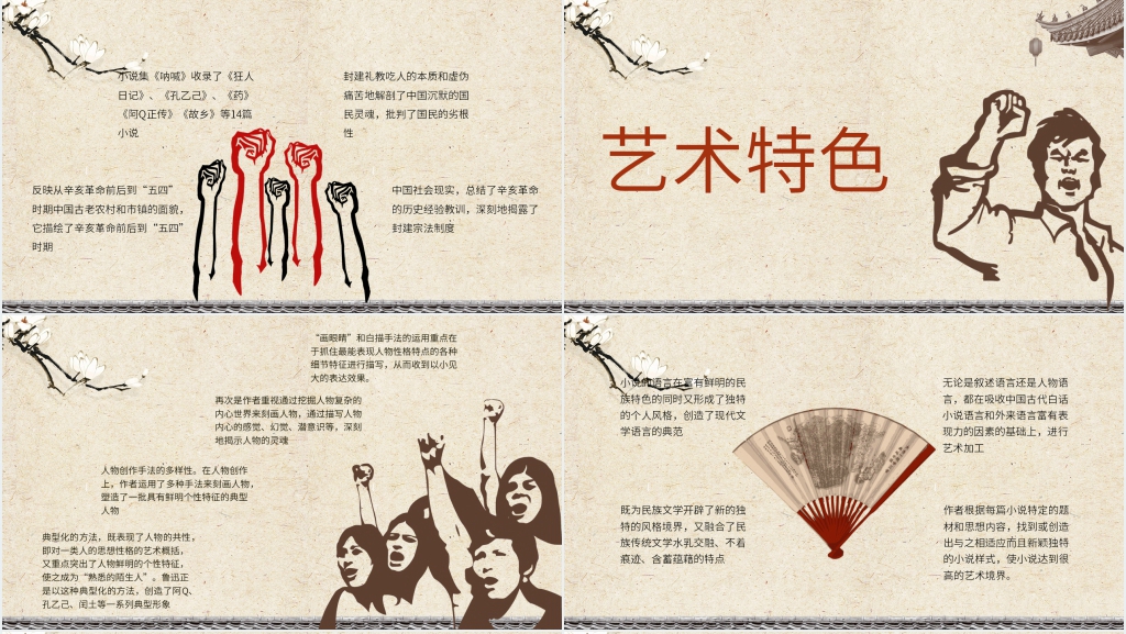 鲁迅呐喊著名小说读书分享PPT模板 鲁迅呐喊著名小说读书分享PPT模板