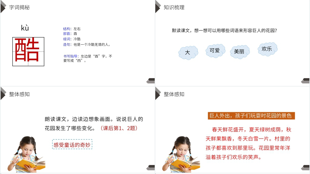 人教版四年级语文下册《巨人的花园》教学PPT课件 人教版四年级语文下册《巨人的花园》教学PPT课件