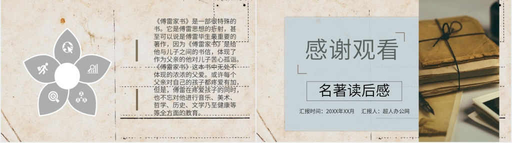 傅雷家书名著赏析PPT模板 傅雷家书名著赏析PPT模板
