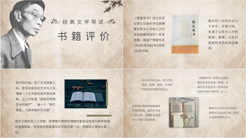 傅雷家书读书报告PPT模板 傅雷家书读书报告PPT模板