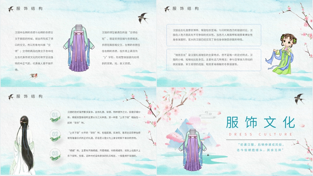传统汉服文化讲解PPT模板 传统汉服文化讲解PPT模板