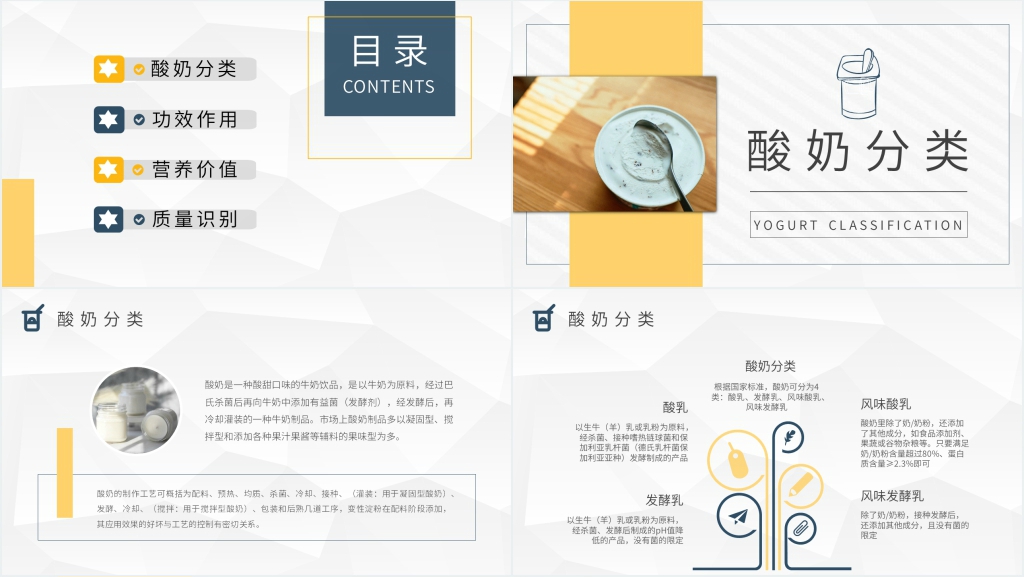 酸奶中的主要营养物质PPT模板 酸奶中的主要营养物质PPT模板