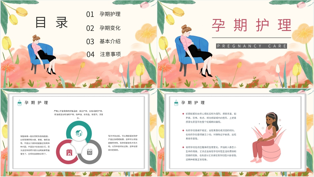 孕期科学护理PPT模板 孕期科学护理PPT模板