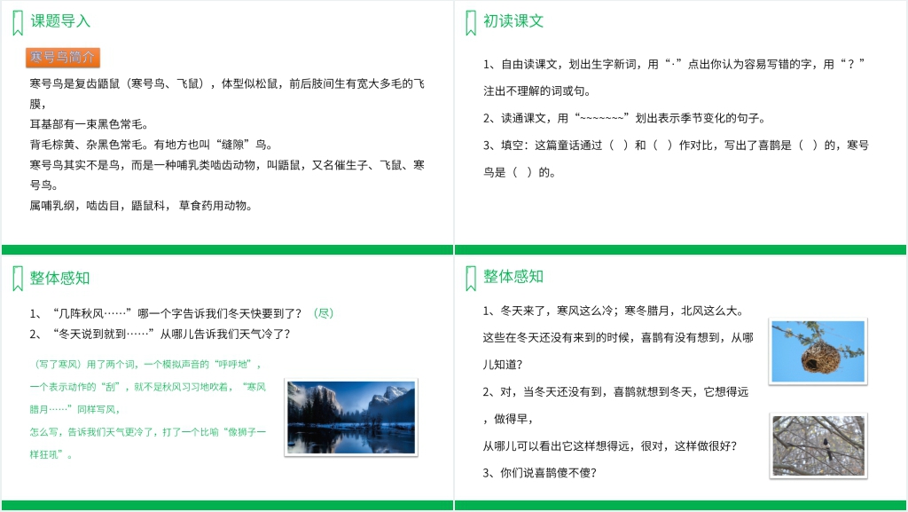 人教版二年级上册语文《寒号鸟》PPT课件 人教版二年级上册语文《寒号鸟》PPT课件