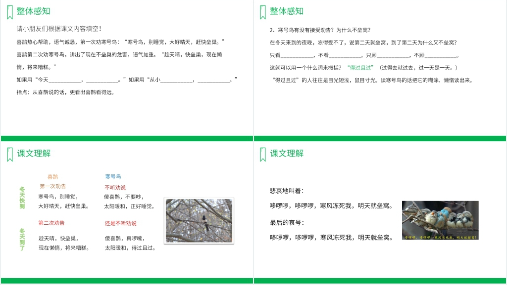 人教版二年级上册语文《寒号鸟》PPT课件 人教版二年级上册语文《寒号鸟》PPT课件