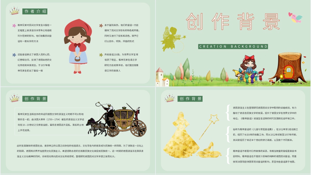 介绍一本书格林童话简介PPT模板 介绍一本书格林童话简介PPT模板