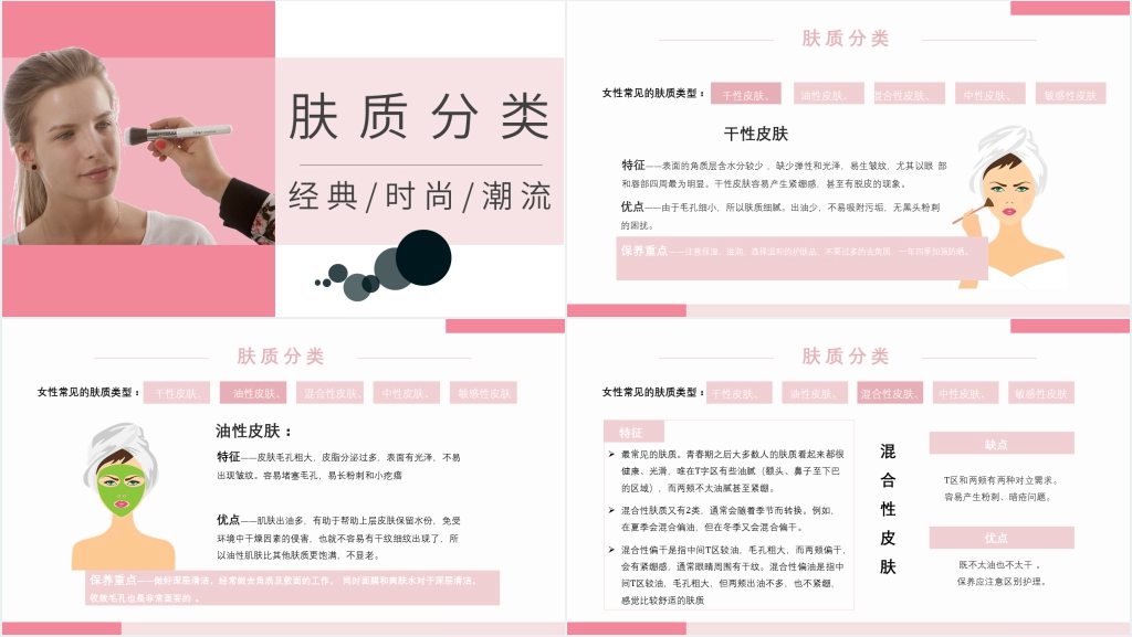 脸型分析与化妆技巧PPT模板 脸型分析与化妆技巧PPT模板