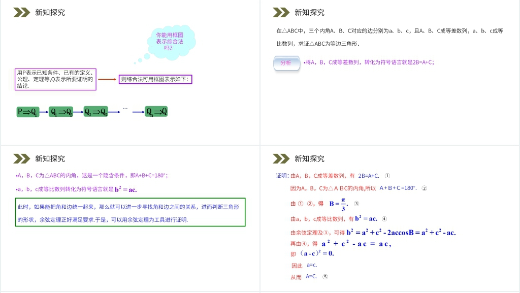 人教版高中数学选修2-2《综合法和分析法》PPT课件