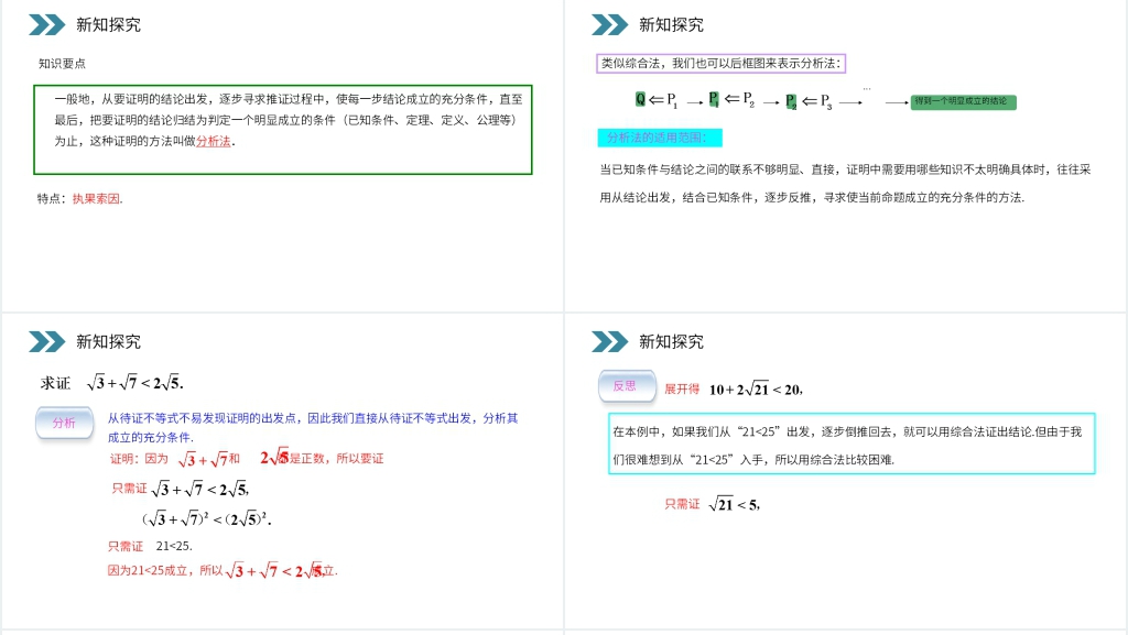 高中数学选修1-2综合分析法PPT课件 高中数学选修1-2综合分析法PPT课件