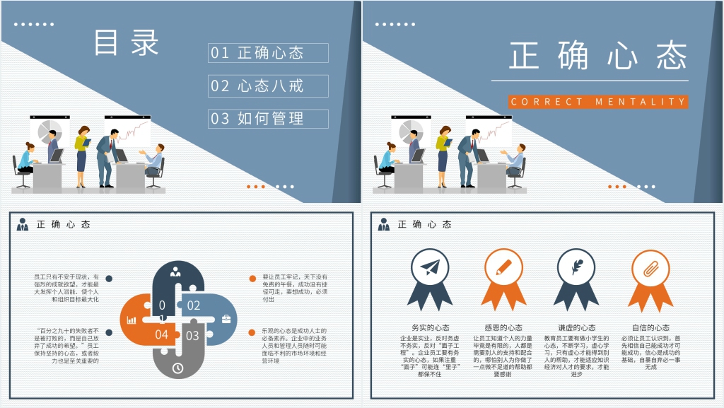 简洁中层管理者心态培训PPT模板