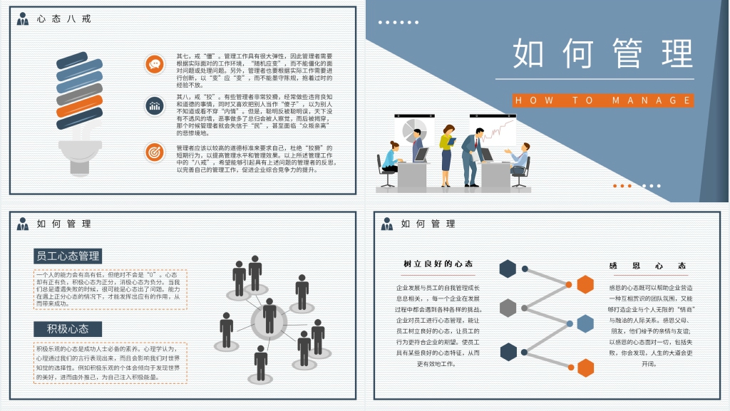 简洁中层管理者心态培训PPT模板