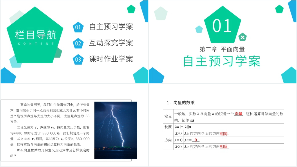 高一年级下册《向量数乘运算及其几何意义》PPT课件 高一年级下册《向量数乘运算及其几何意义》PPT课件