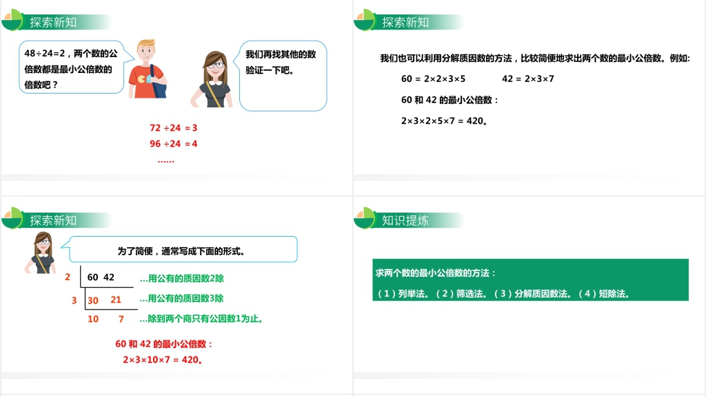 人教版小学数学五年级下册《最小公倍数》教案讲解PPT课件 人教版小学数学五年级下册《最小公倍数》教案讲解PPT课件