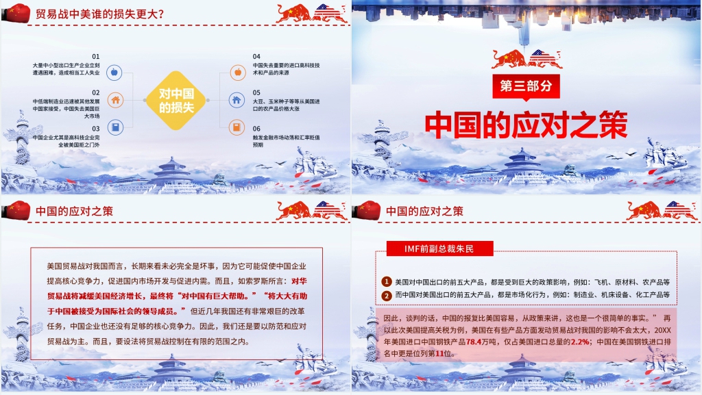 中美贸易战贸易应对之策PPT模板 中美贸易战贸易应对之策PPT模板