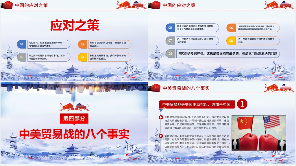 中美贸易战贸易应对之策PPT模板 中美贸易战贸易应对之策PPT模板