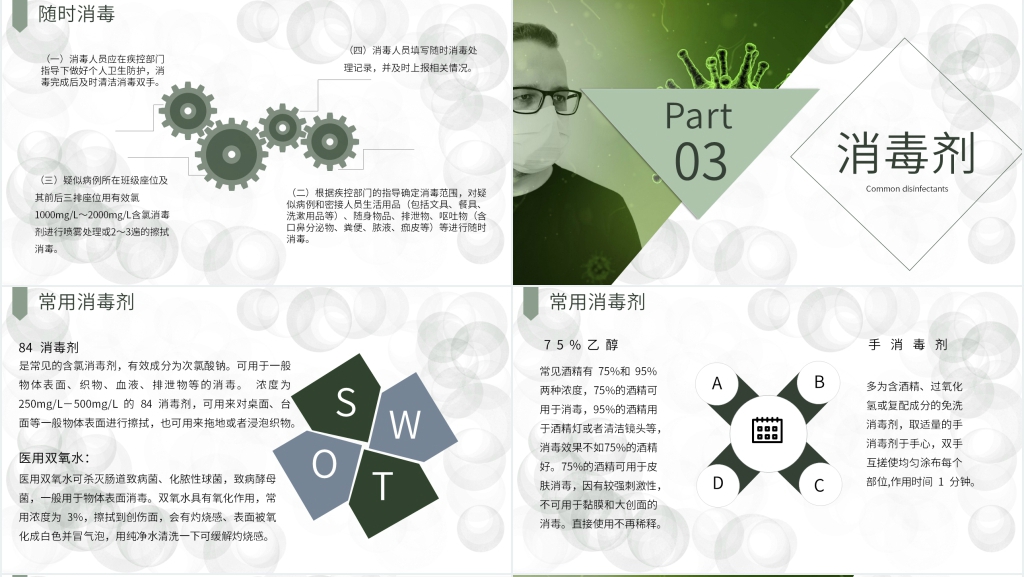 简洁质量一般-日常消毒措施PPT模板