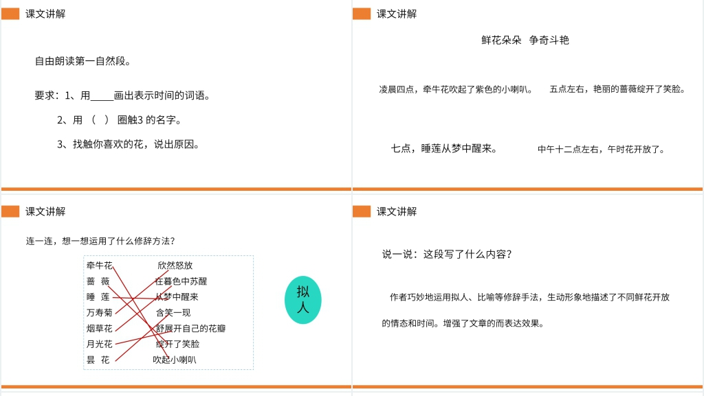 小学三年级语文下册《花钟》教学PPT课件 小学三年级语文下册《花钟》教学PPT课件