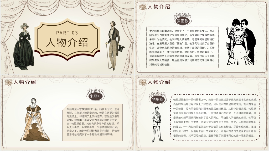 罗密欧与朱丽叶的故事简介PPT模板 罗密欧与朱丽叶的故事简介PPT模板