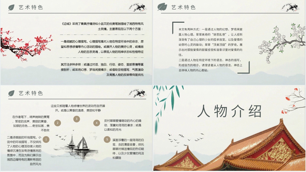 沈从文高中语文《边城》PPT模板 沈从文高中语文《边城》PPT模板