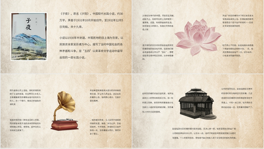 子夜茅盾阅读书PPT 子夜茅盾阅读书PPT