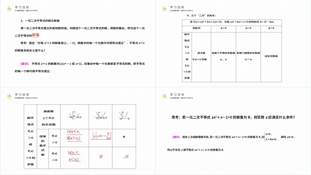 高二年级上册《 一元二次不等式及其解法》PPT课件 高二年级上册《 一元二次不等式及其解法》PPT课件