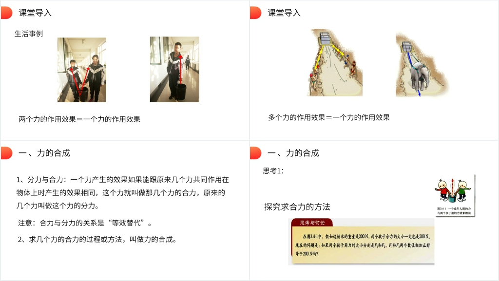 人教版高一物理必修1《力的合成》PPT课件 人教版高一物理必修1《力的合成》PPT课件