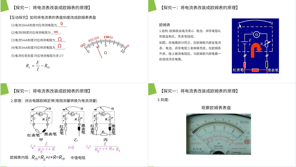 人教版高二物理选修3-1《多用电表的原理》PPT课件 人教版高二物理选修3-1《多用电表的原理》PPT课件