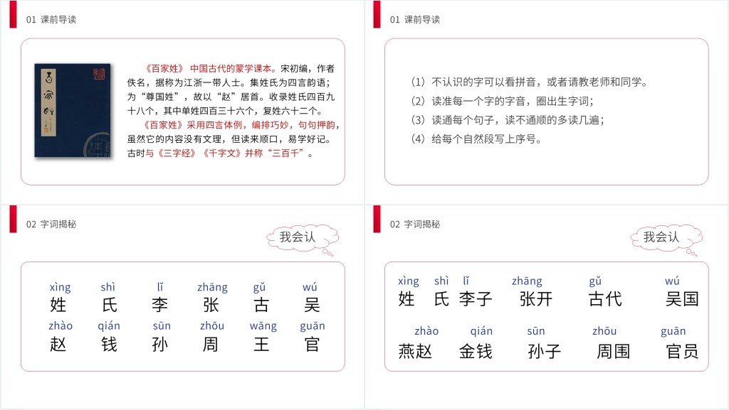 小学语文一年级下册《姓氏歌》PPT课件 小学语文一年级下册《姓氏歌》PPT课件
