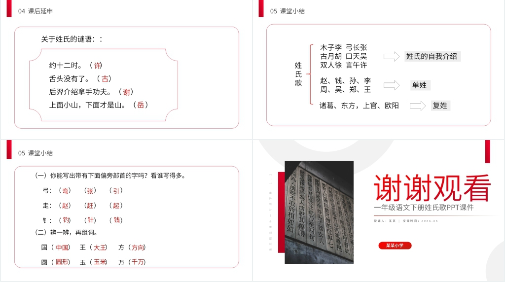 小学语文一年级下册《姓氏歌》PPT课件 小学语文一年级下册《姓氏歌》PPT课件