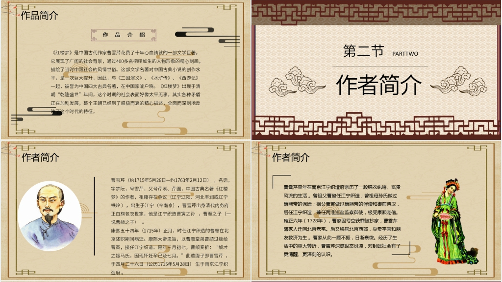 红楼梦阅读PPT模板 红楼梦阅读PPT模板