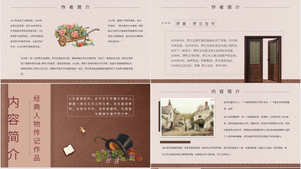 名著导读名人传PPT模板 名著导读名人传PPT模板