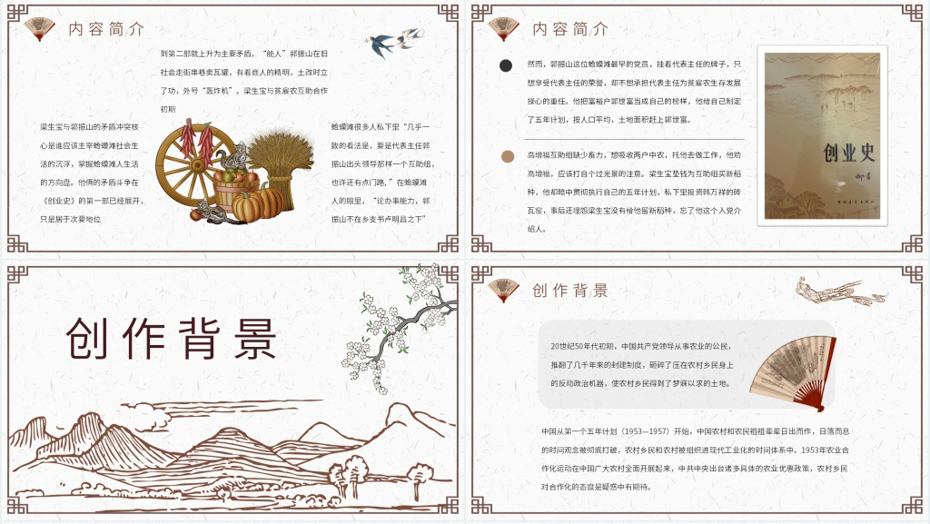 柳青创业史内容PPT模板 柳青创业史内容PPT模板