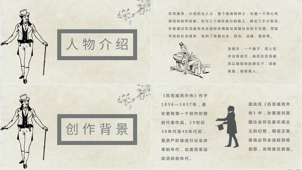 《匹克威克外传》简介PPT模板 《匹克威克外传》简介PPT模板