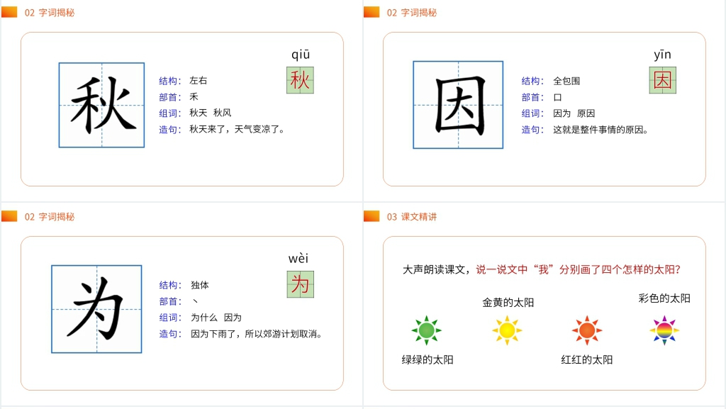 小学语文一年级下册《四个太阳》课文PPT课件 小学语文一年级下册《四个太阳》课文PPT课件