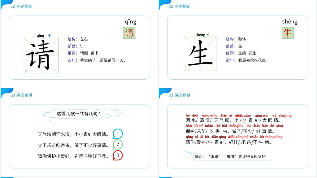 小学语文一年级下册《小青蛙》PPT课件