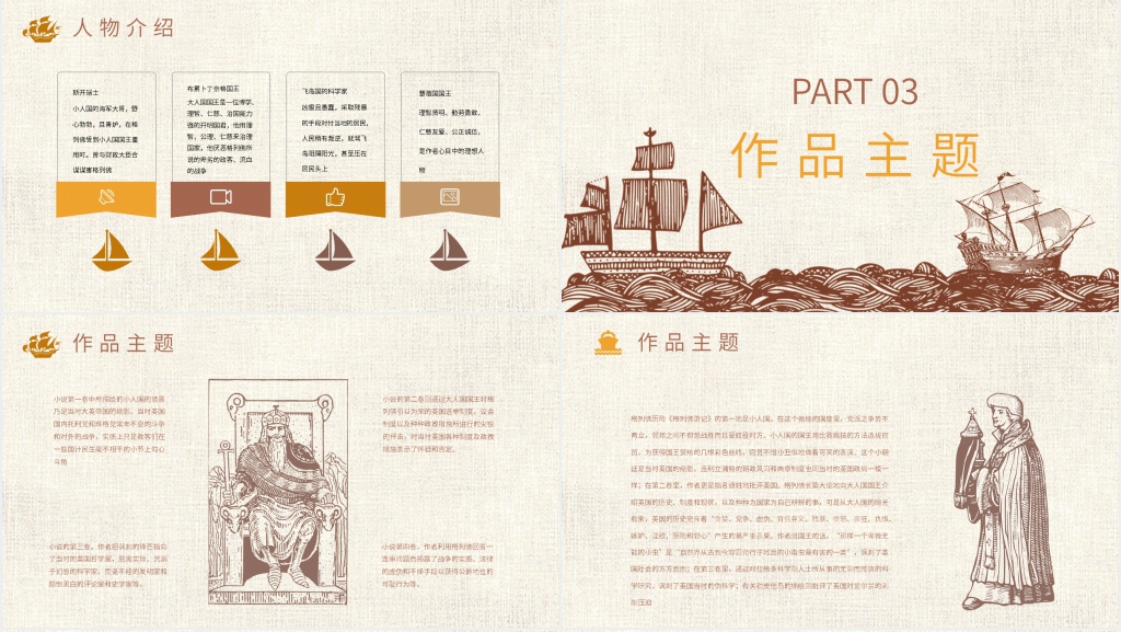 格列佛游记契诃夫短篇小说选PPT模板