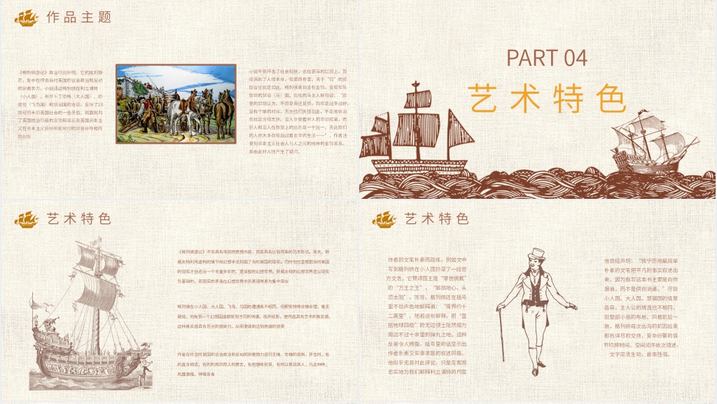 格列佛游记契诃夫短篇小说选PPT模板