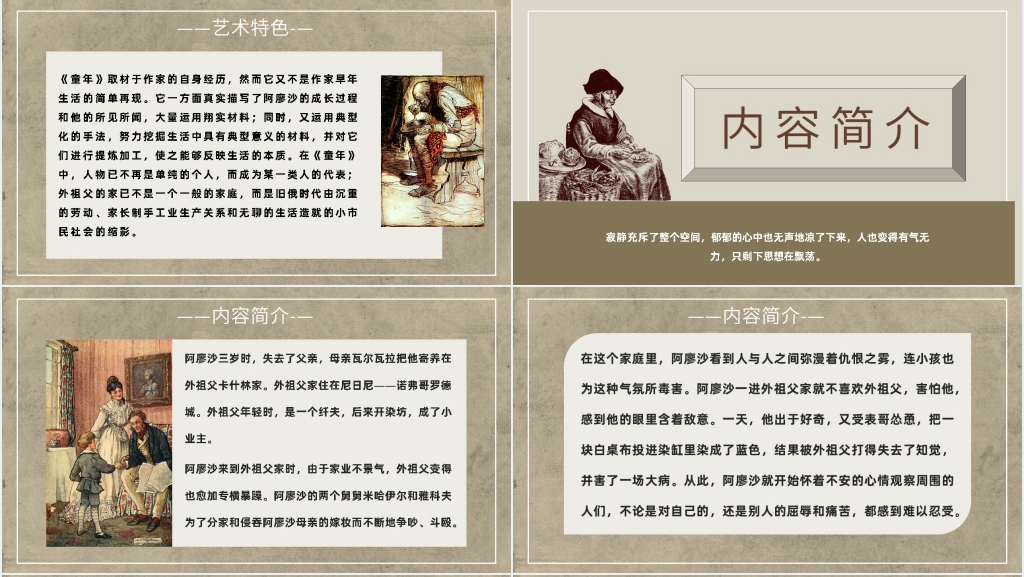 高尔基著作《童年》PPT模板 高尔基著作《童年》PPT模板