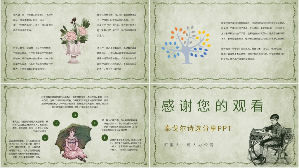 泰戈尔诗选分享PPT模板 泰戈尔诗选分享PPT模板