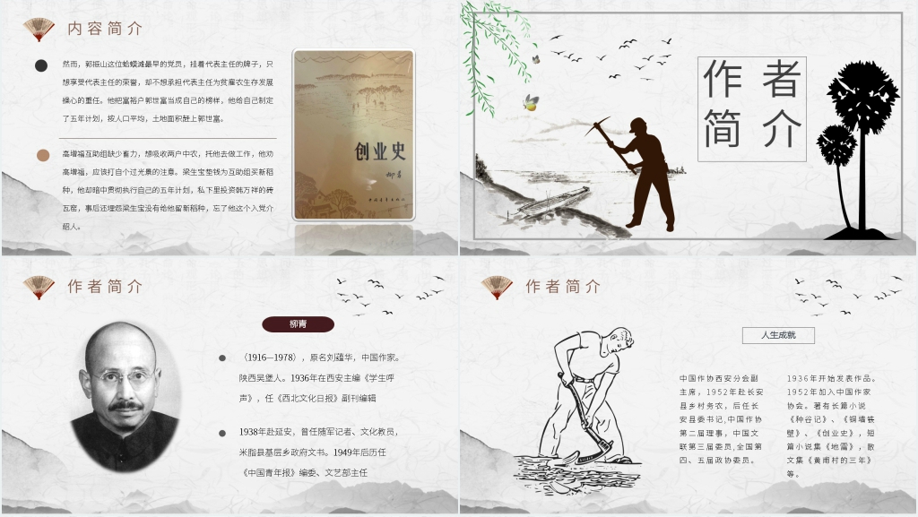 柳青创业史好句句解PPT模板 柳青创业史好句句解PPT模板