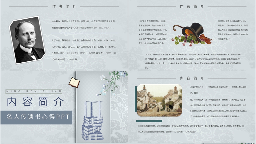 名人传读书心得PPT模板 名人传读书心得PPT模板