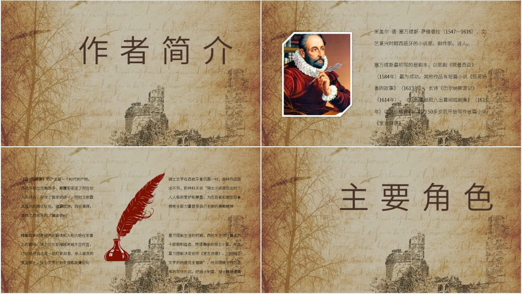 唐吉诃德分享PPT模板 唐吉诃德分享PPT模板