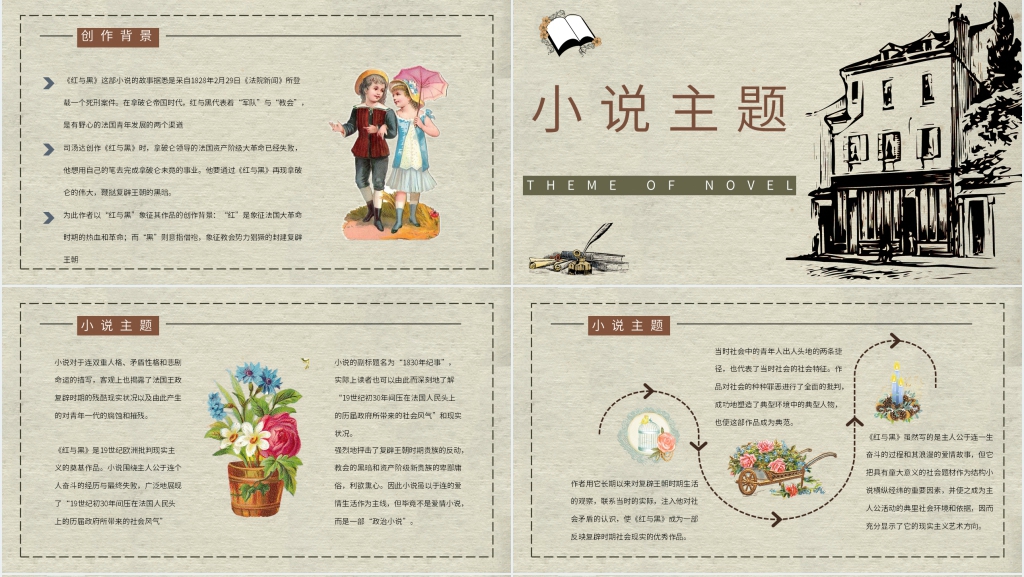 红与黑小说导读PPT模板 红与黑小说导读PPT模板