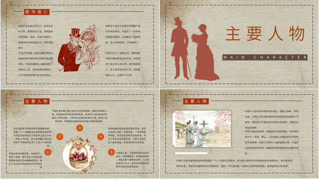 司汤达红与黑剧本PPT模板