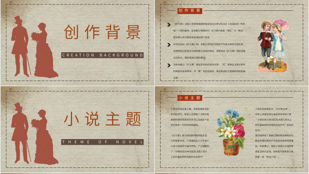 司汤达红与黑剧本PPT模板