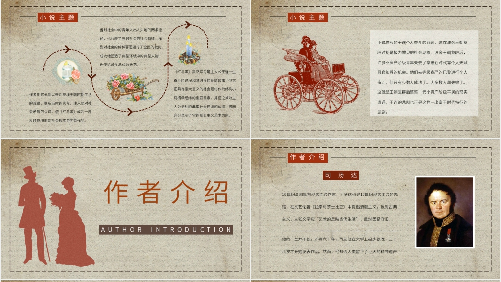 司汤达红与黑剧本PPT模板