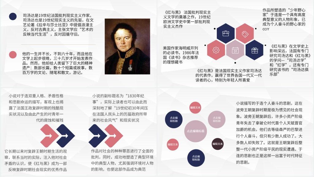 司汤达与红与黑PPT模板 司汤达与红与黑PPT模板